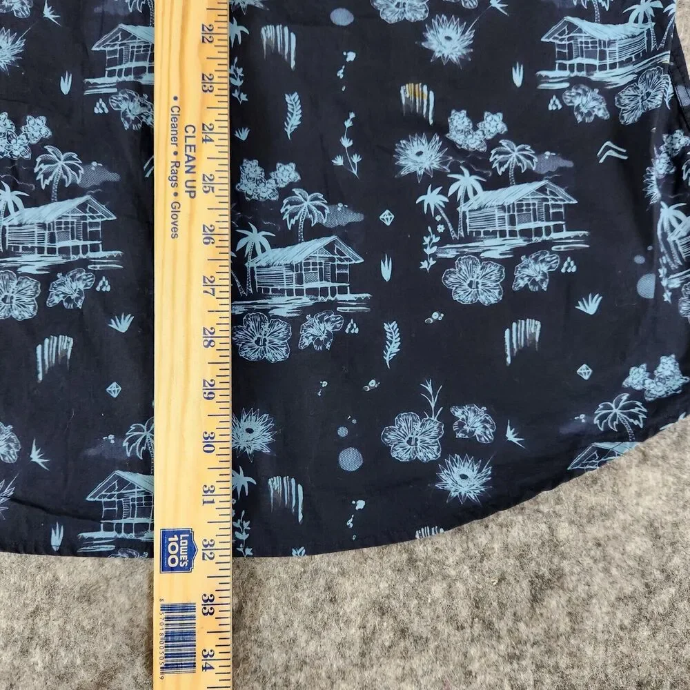 7 Diamonds Shirt Mens XL Blue Lake House Floral All Over Print Palms‎ La Villa